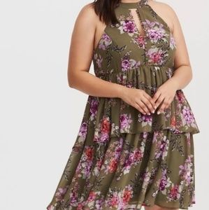Torrid Floral Olive Dress